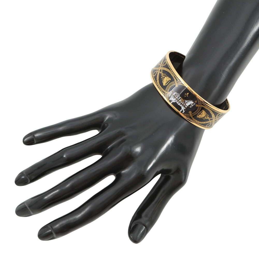 Hermes bangle, GM enamel, horse motif bracelet, cloisonné black, HERMES BRACELET - Picture 4 of 11